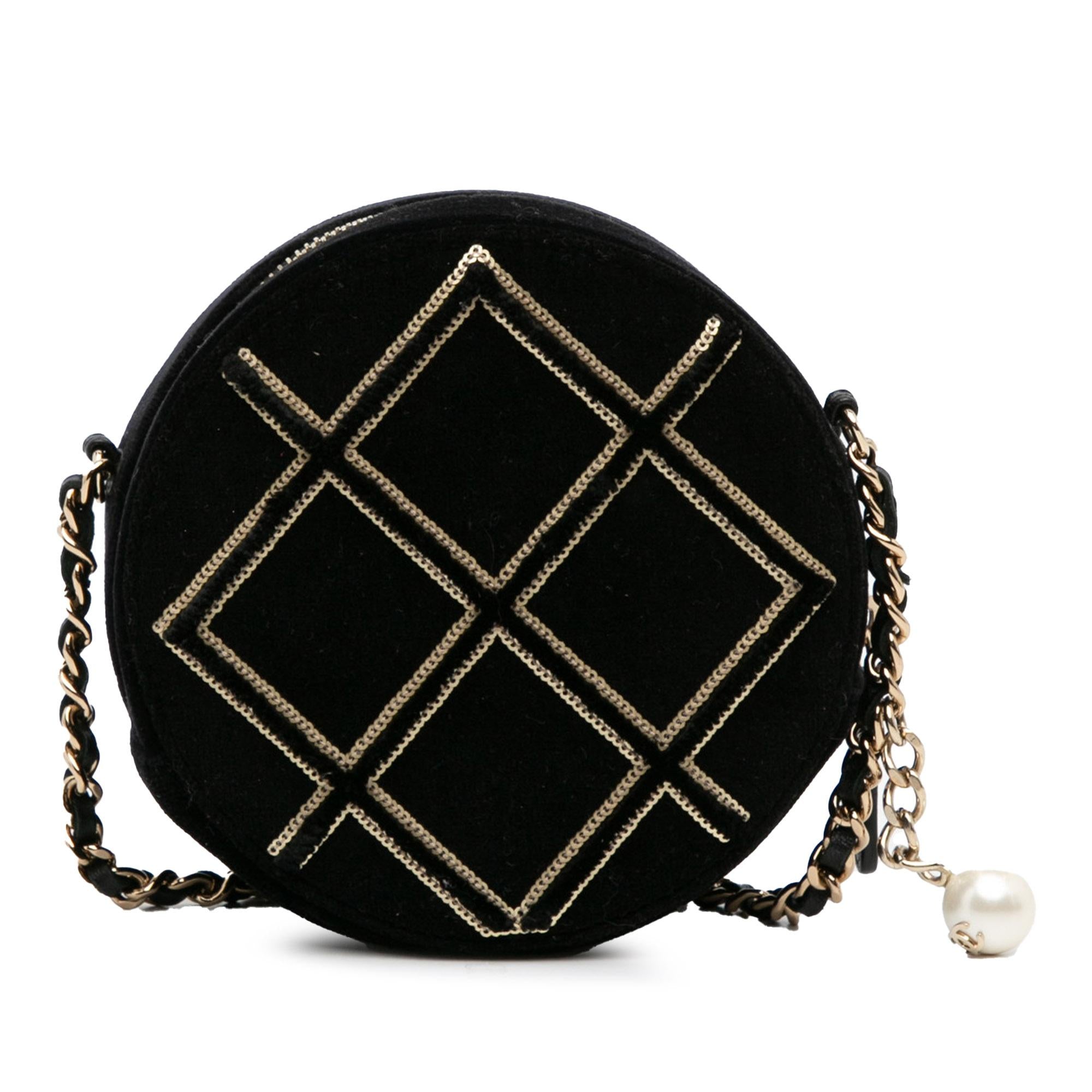 Chanel Velvet Pearl Sequin Round Crossbody