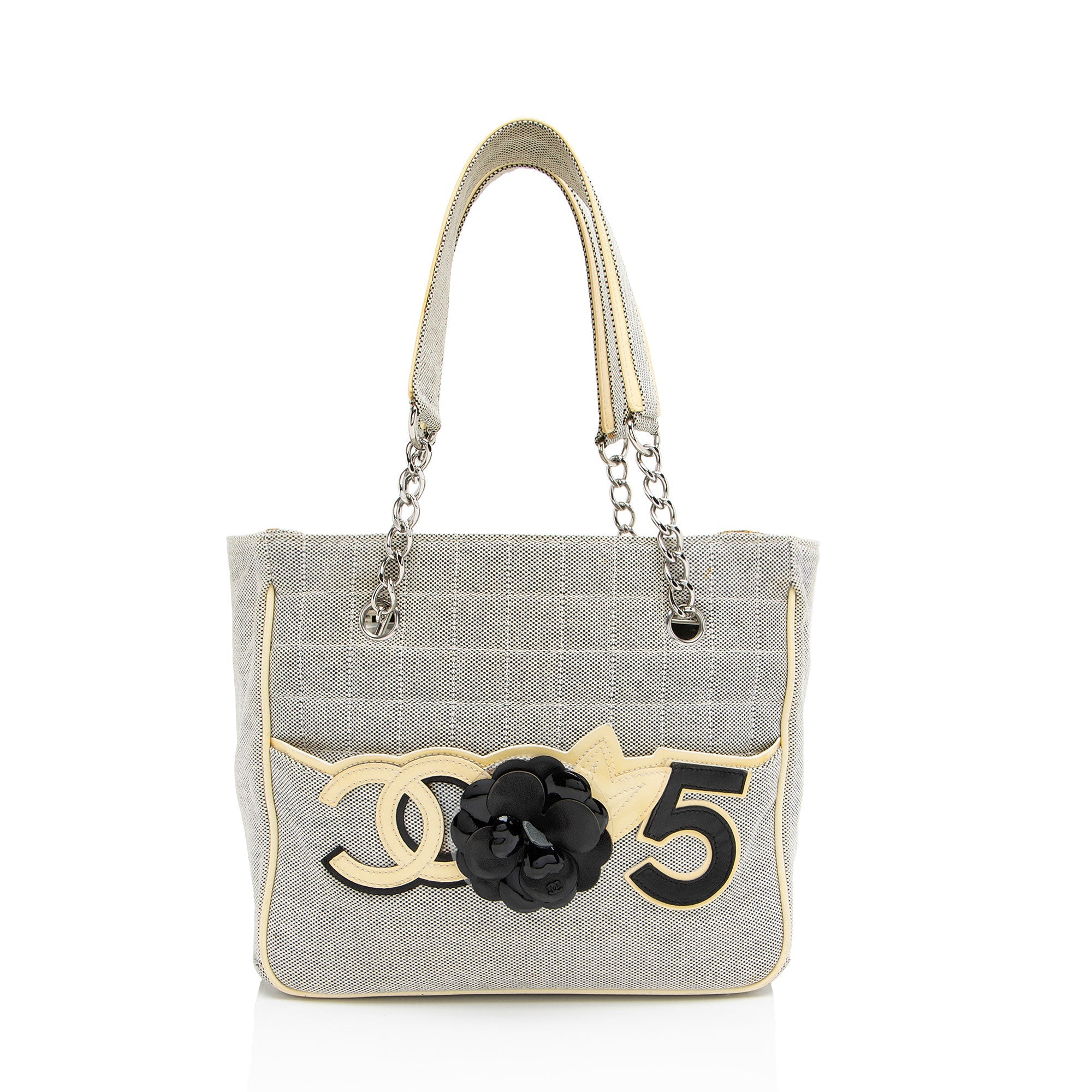 Chanel Vintage Canvas Camellia No. 5 Tote