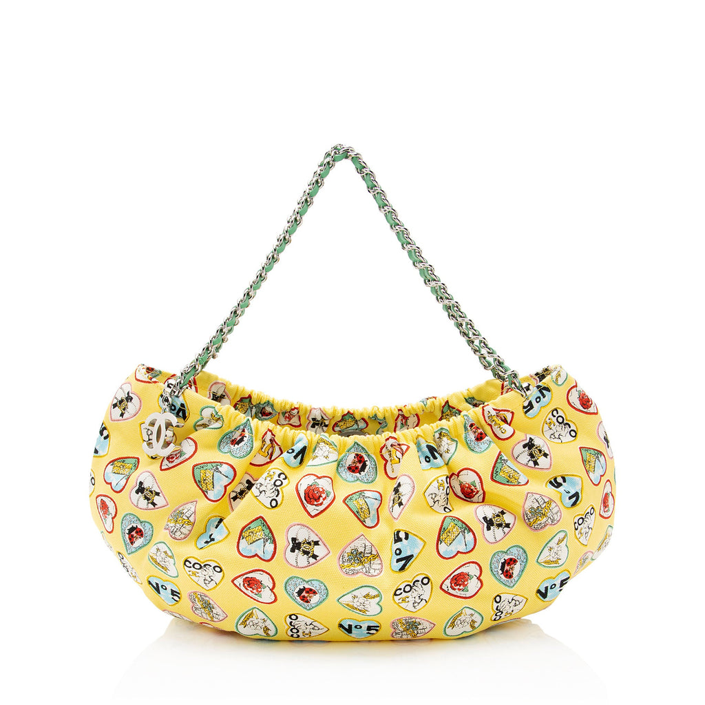 Chanel Vintage Canvas Coco Valentine Heart Chain Hobo