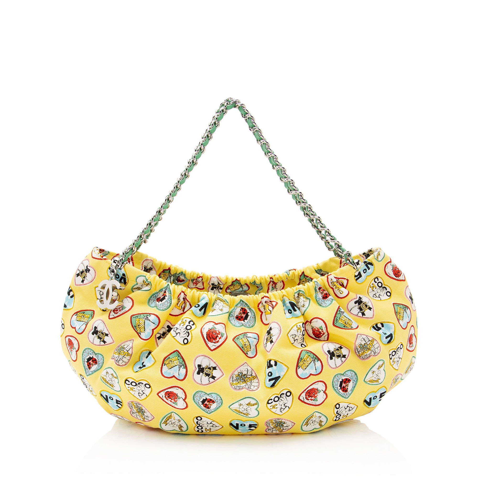 Chanel Vintage Canvas Coco Valentine Heart Chain Hobo