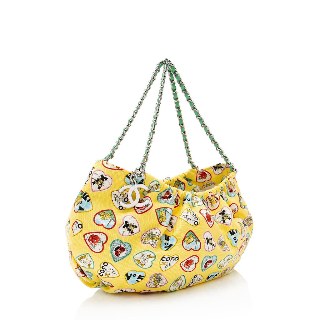 Chanel Vintage Canvas Coco Valentine Heart Chain Hobo