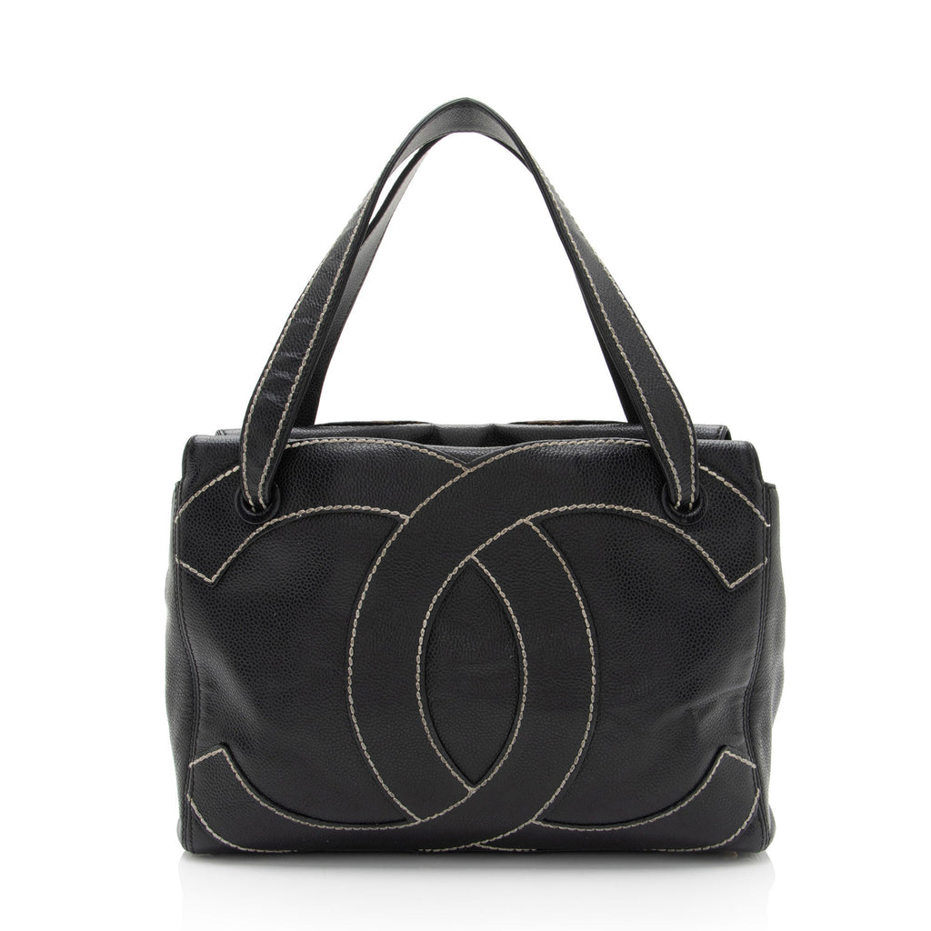 Chanel Vintage Caviar Leather Stitched CC Small Tote (SHF-nw4J2s)