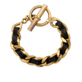 Chanel Vintage Leather Chain Toggle Bracelet