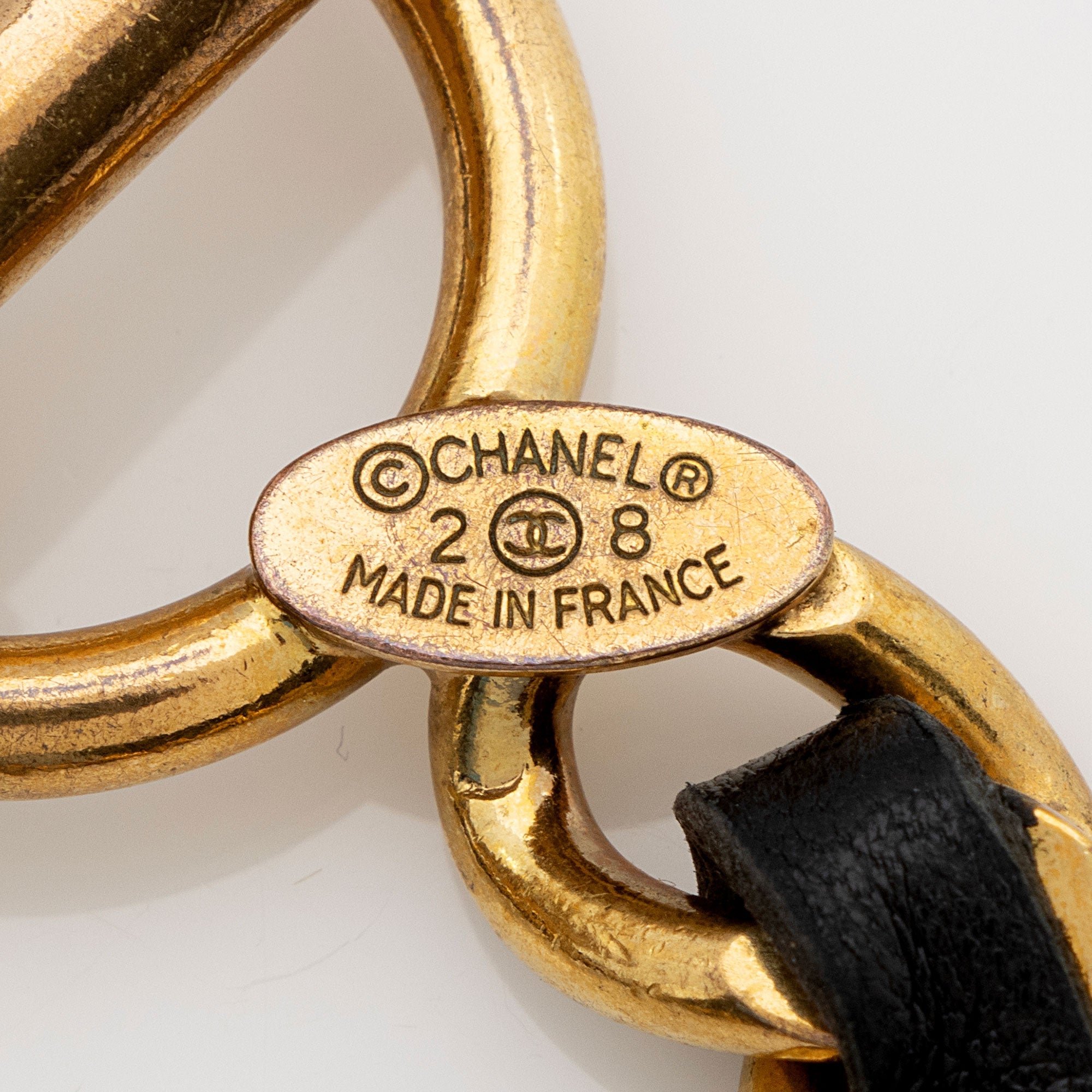 Chanel Vintage Leather Chain Toggle Bracelet