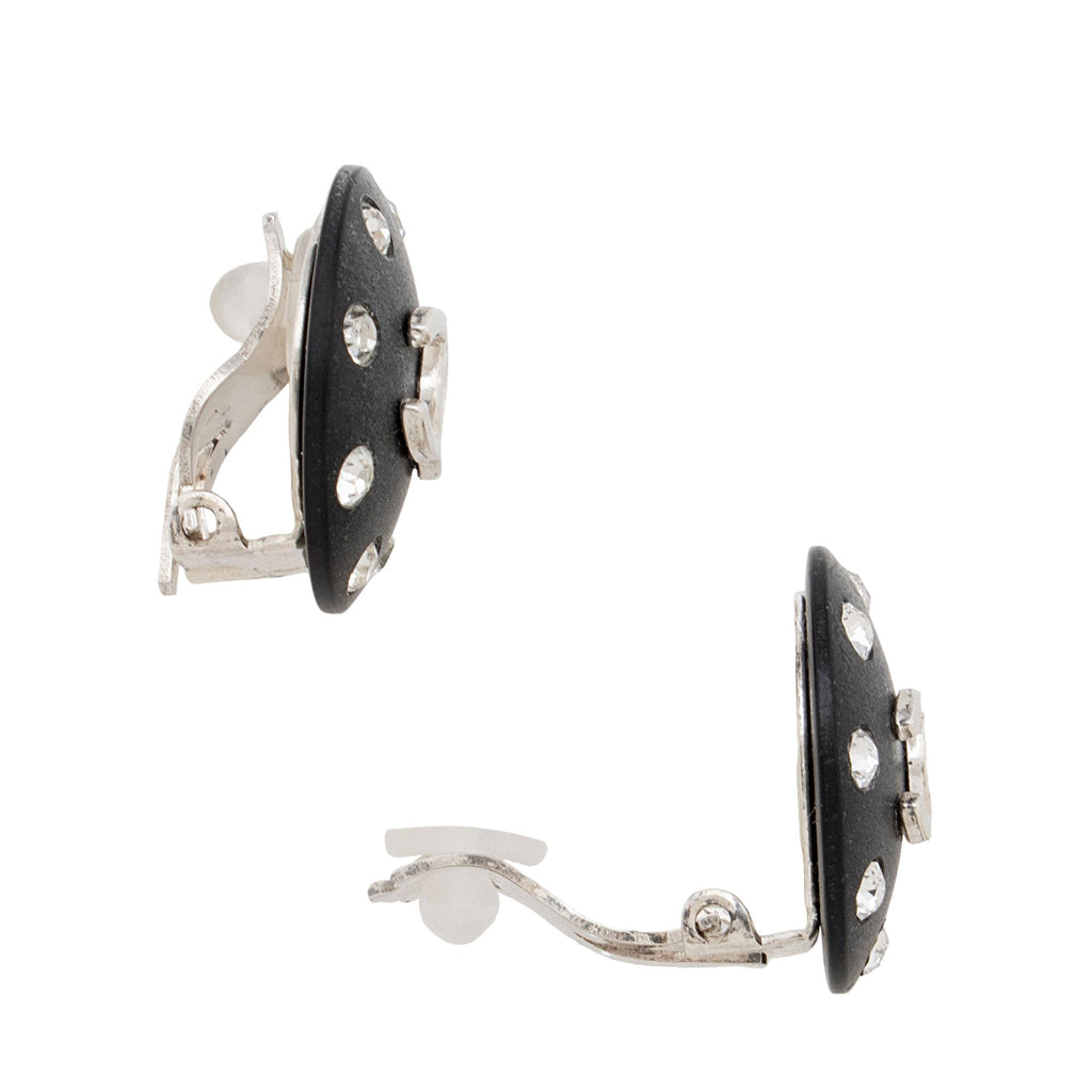 Chanel Vintage Crystal CC Round Clip On Earrings (SHF-PumRsm)