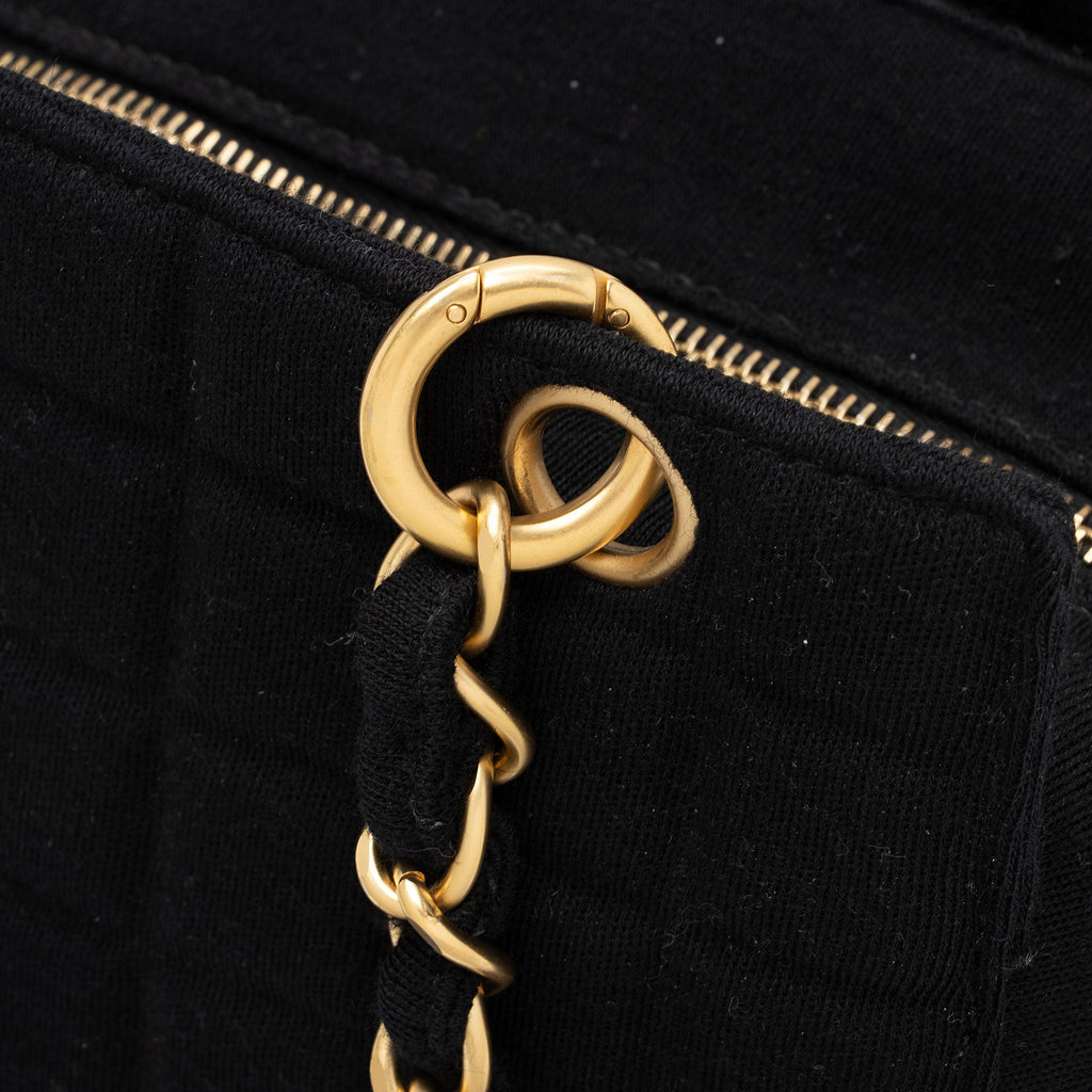 Chanel Vintage Jersey Chocolate Bar CC Shopping Tote (SHF-dQ6X2S)