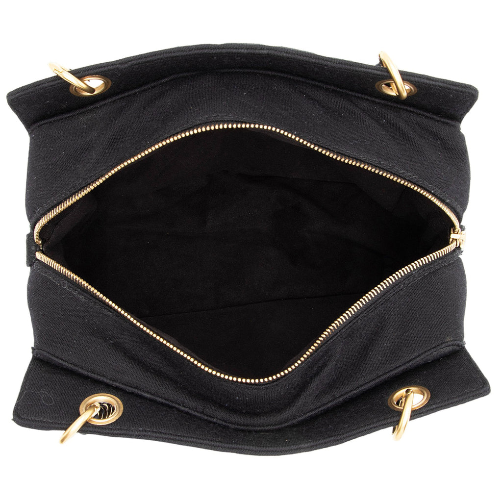 Chanel Vintage Jersey Chocolate Bar CC Shopping Tote (SHF-dQ6X2S)