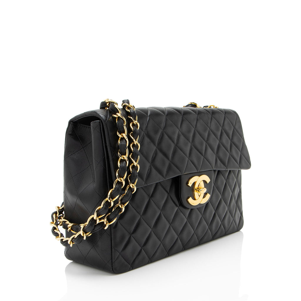 Chanel Vintage Lambskin XL Maxi Single Flap Shoulder Bag