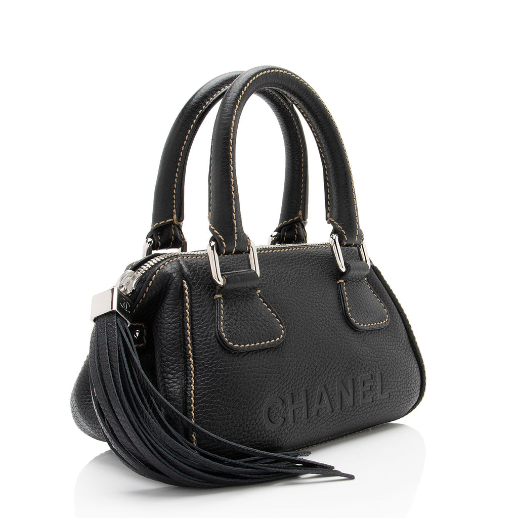 Chanel Vintage Embossed Leather LAX Tassel Small Satchel (SHF-Y2nyR2)