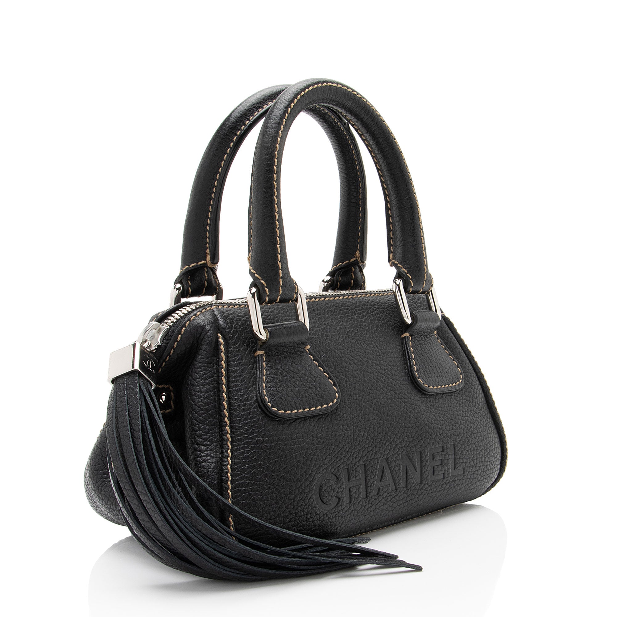 Chanel Vintage Embossed Leather LAX Tassel Small Satchel (SHF-Y2nyR2)