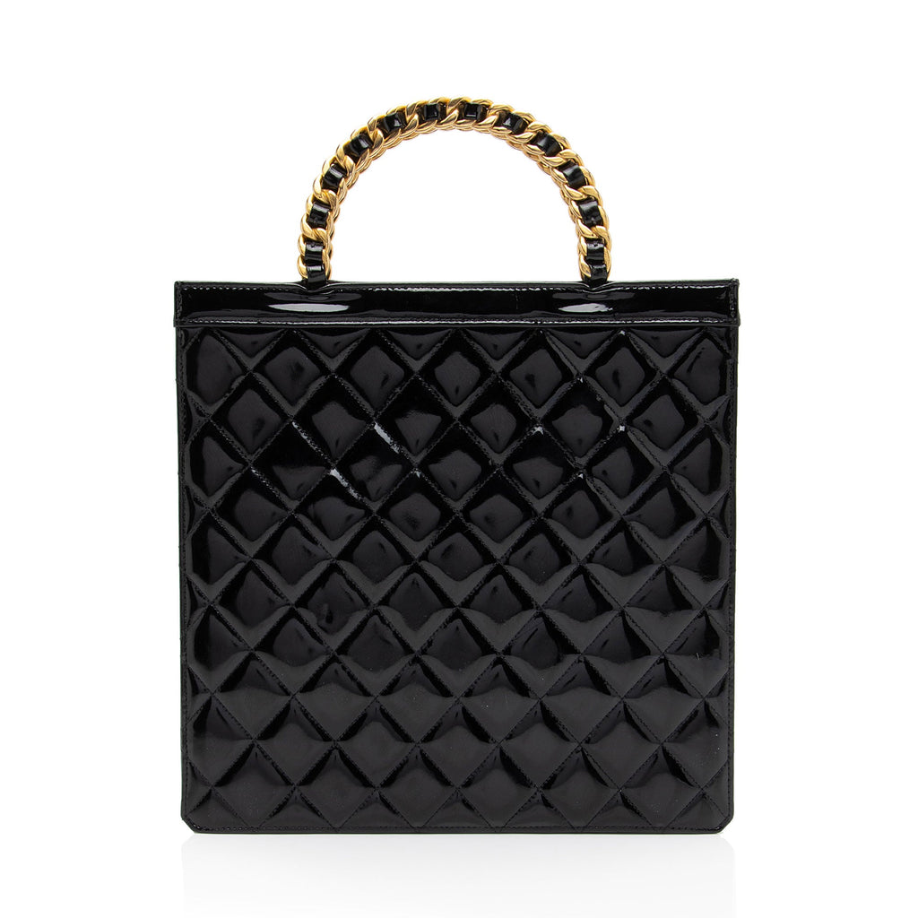 Chanel Vintage Patent Leather Chain Handle Tote (SHF-GLm7W1)