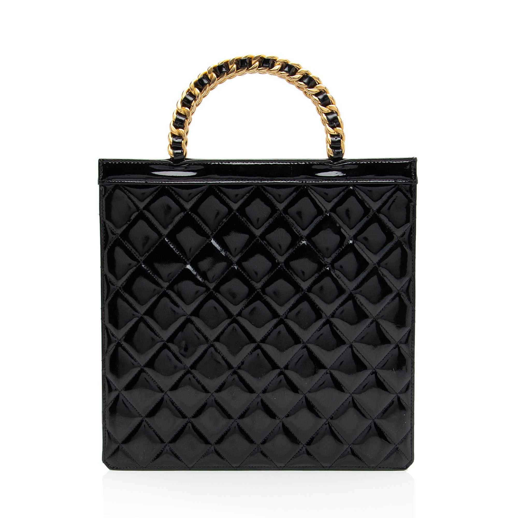 Chanel Vintage Patent Leather Chain Handle Tote (SHF-GLm7W1)