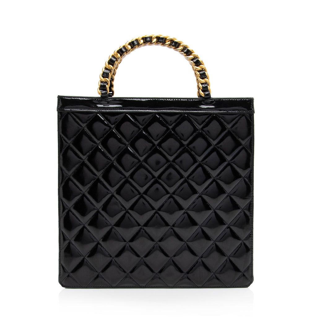 Chanel Vintage Patent Leather Chain Handle Tote (SHF-GLm7W1)