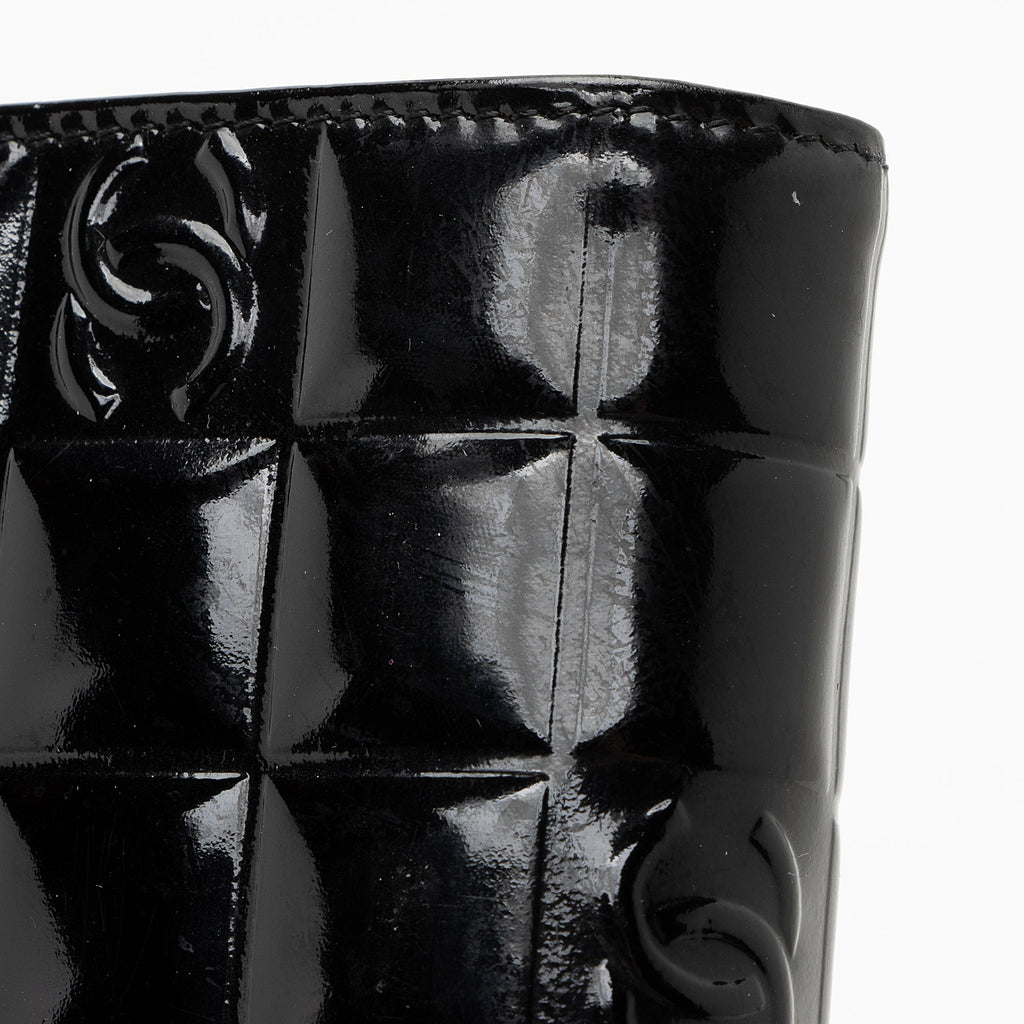 Chanel Vintage Patent Leather Chocolate Bar Wallet (SHF-22754)