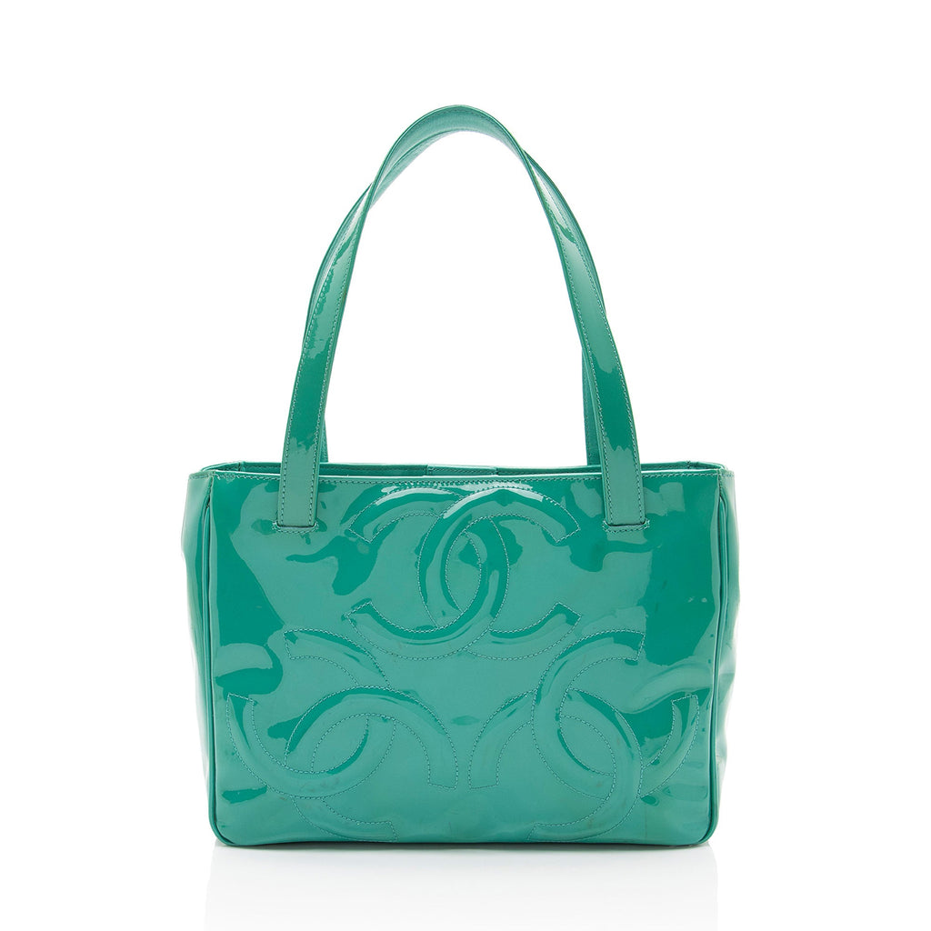 Chanel Vintage Patent Leather Triple CC Small Tote