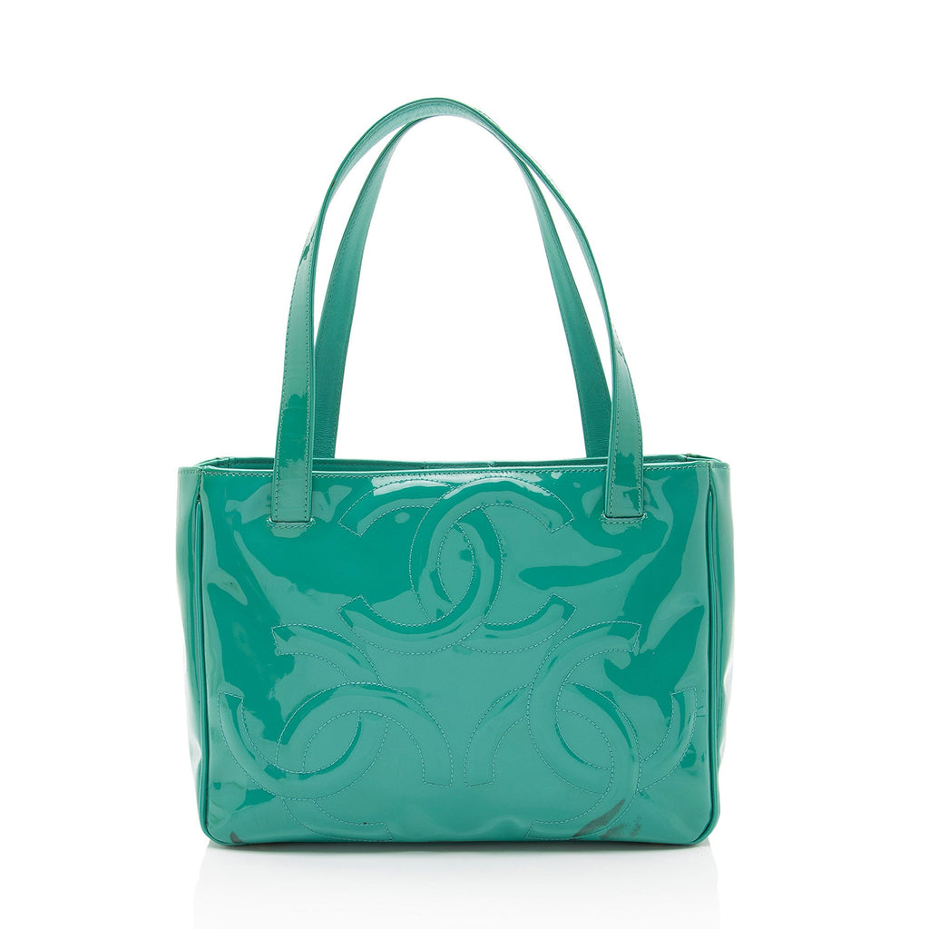 Chanel Vintage Patent Leather Triple CC Small Tote