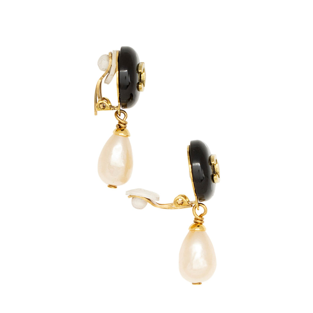 Chanel Vintage Pearl CC Clip On Earrings