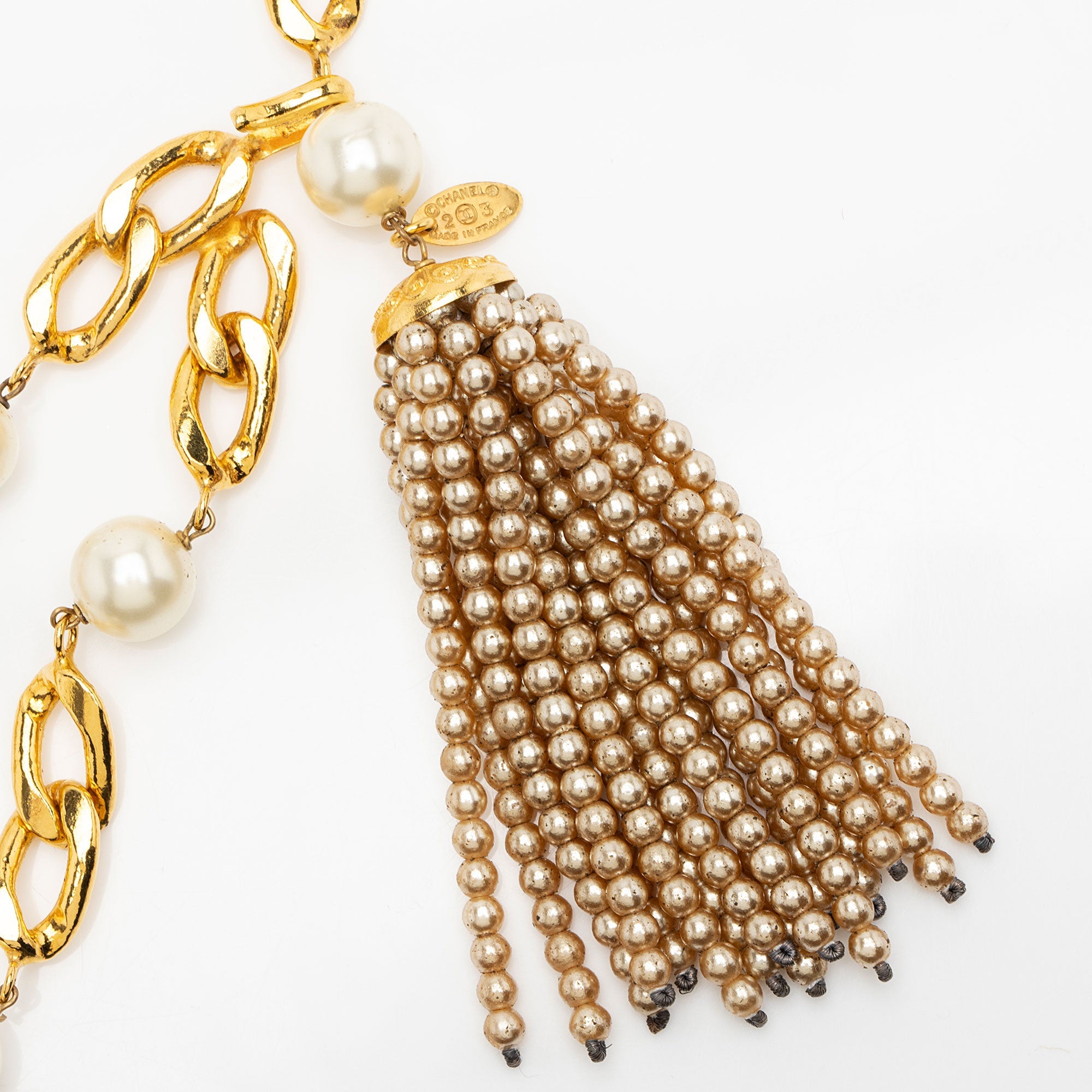 Chanel Vintage Pearl Tassel Chain Belt