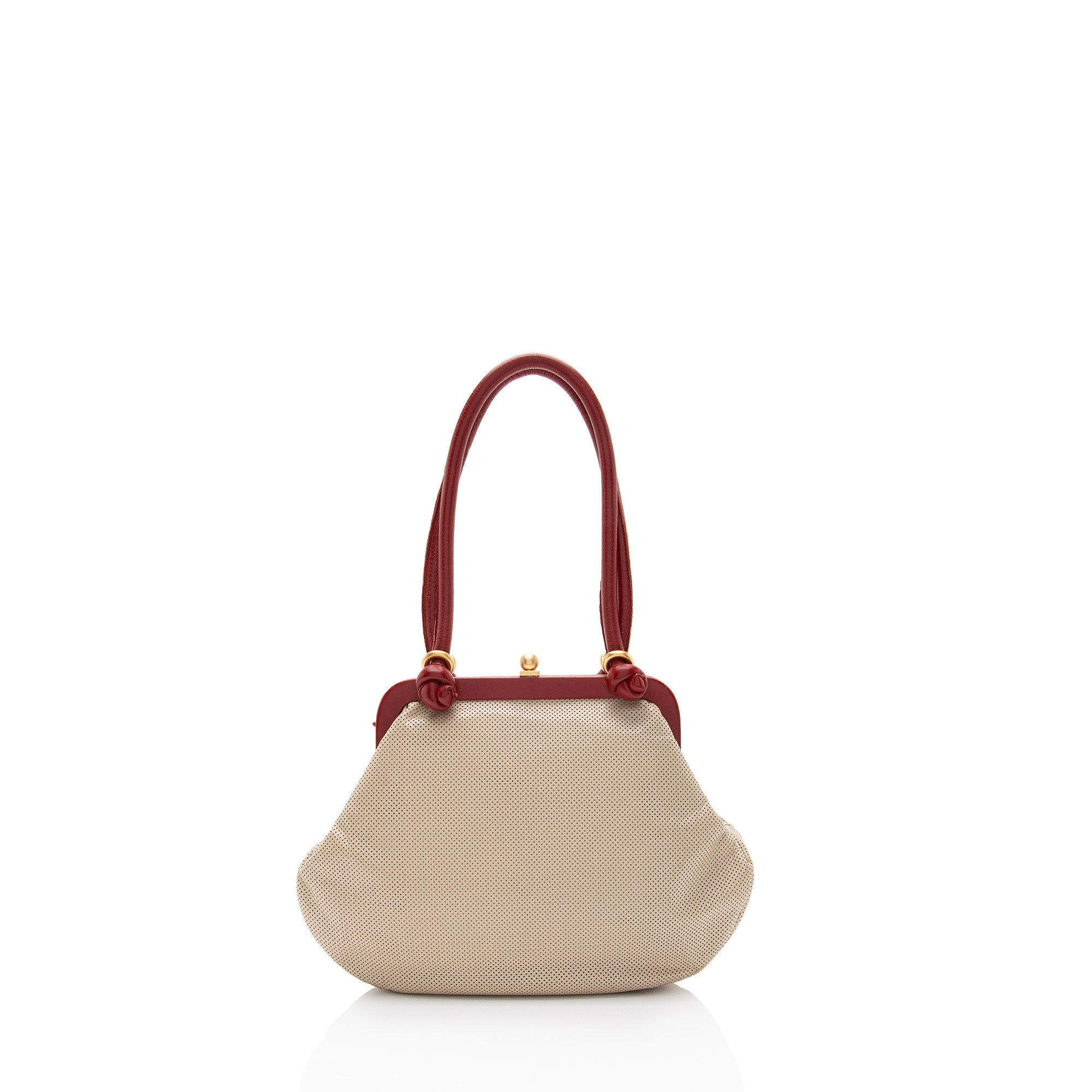Chanel Vintage Perforated Leather Kiss Lock Shoulder Bag