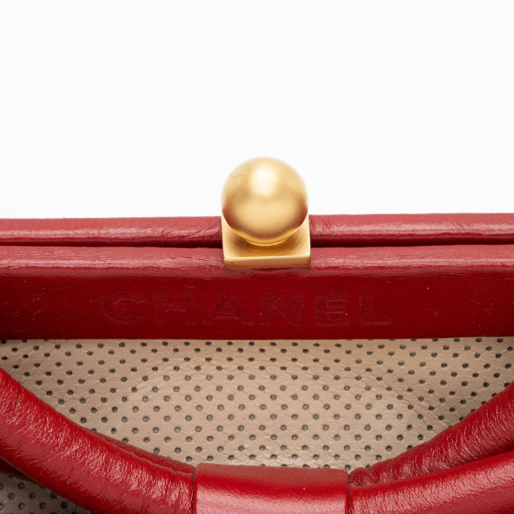 Chanel Vintage Perforated Leather Kiss Lock Shoulder Bag