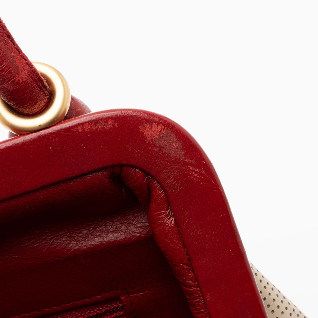 Chanel Vintage Perforated Leather Kiss Lock Shoulder Bag