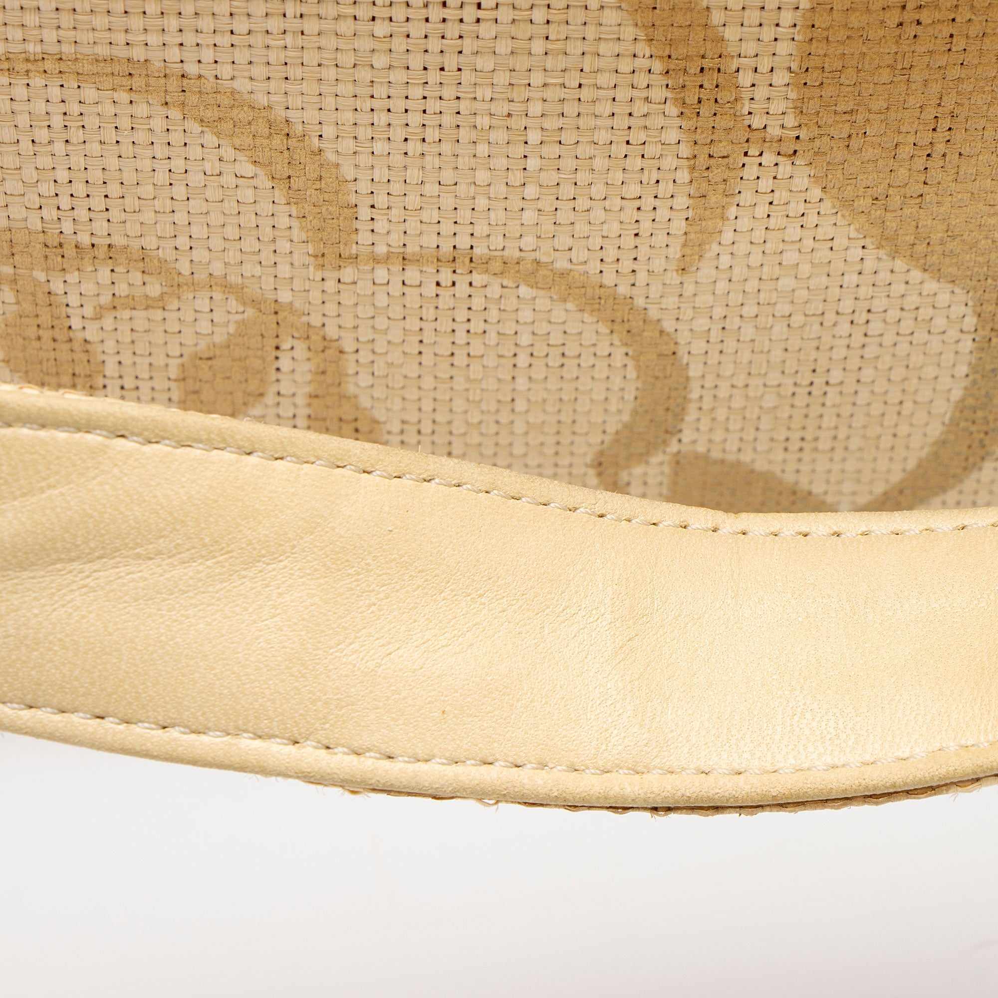 Chanel Vintage Raffia Camellia Print Chain Tote