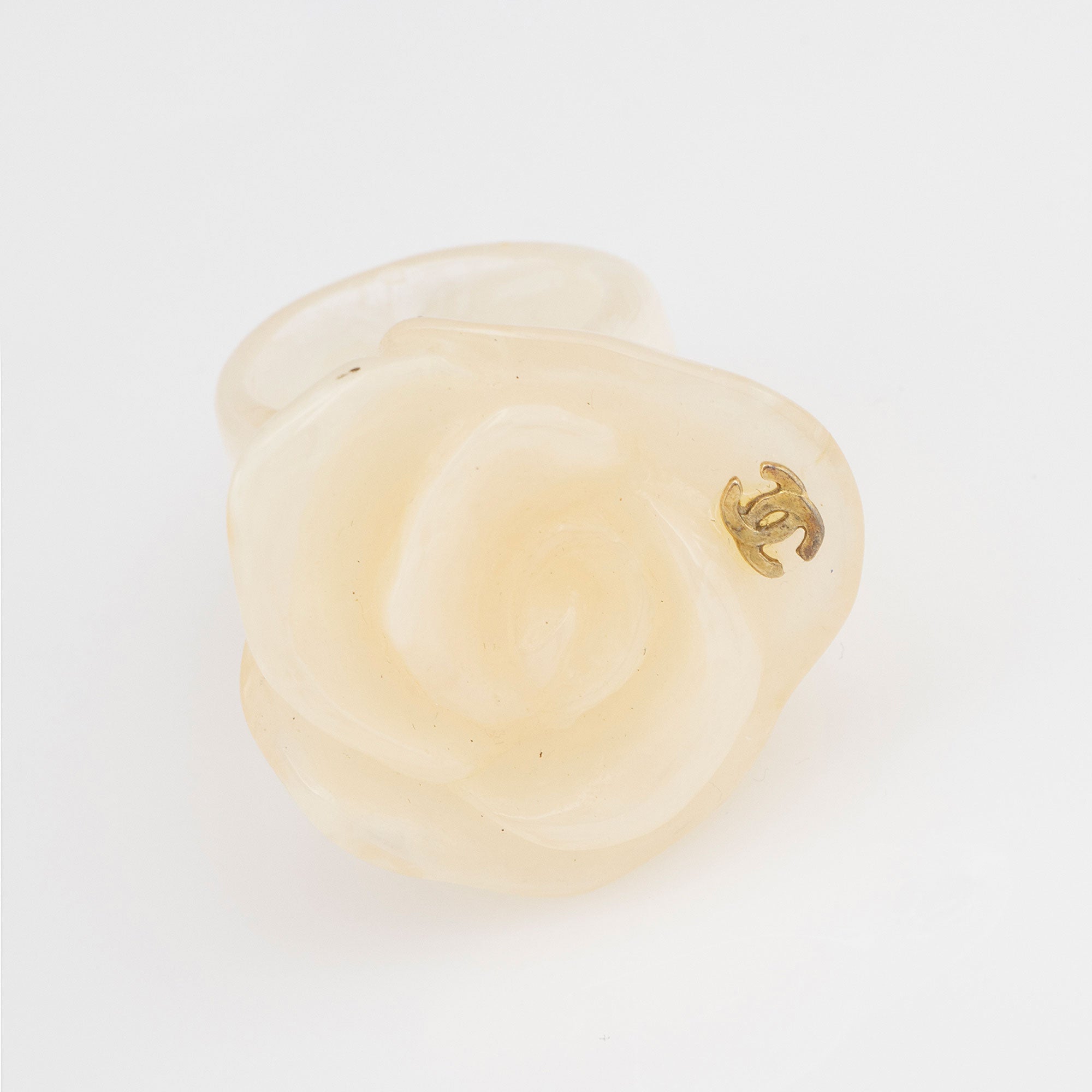 Chanel Vintage Resin Camellia Ring - Size 6