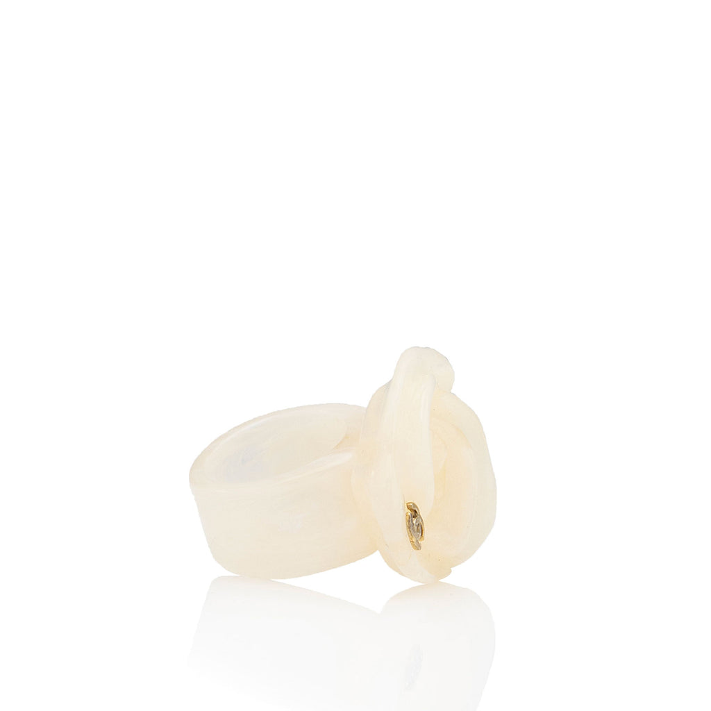 Chanel Vintage Resin Camellia Ring - Size 6