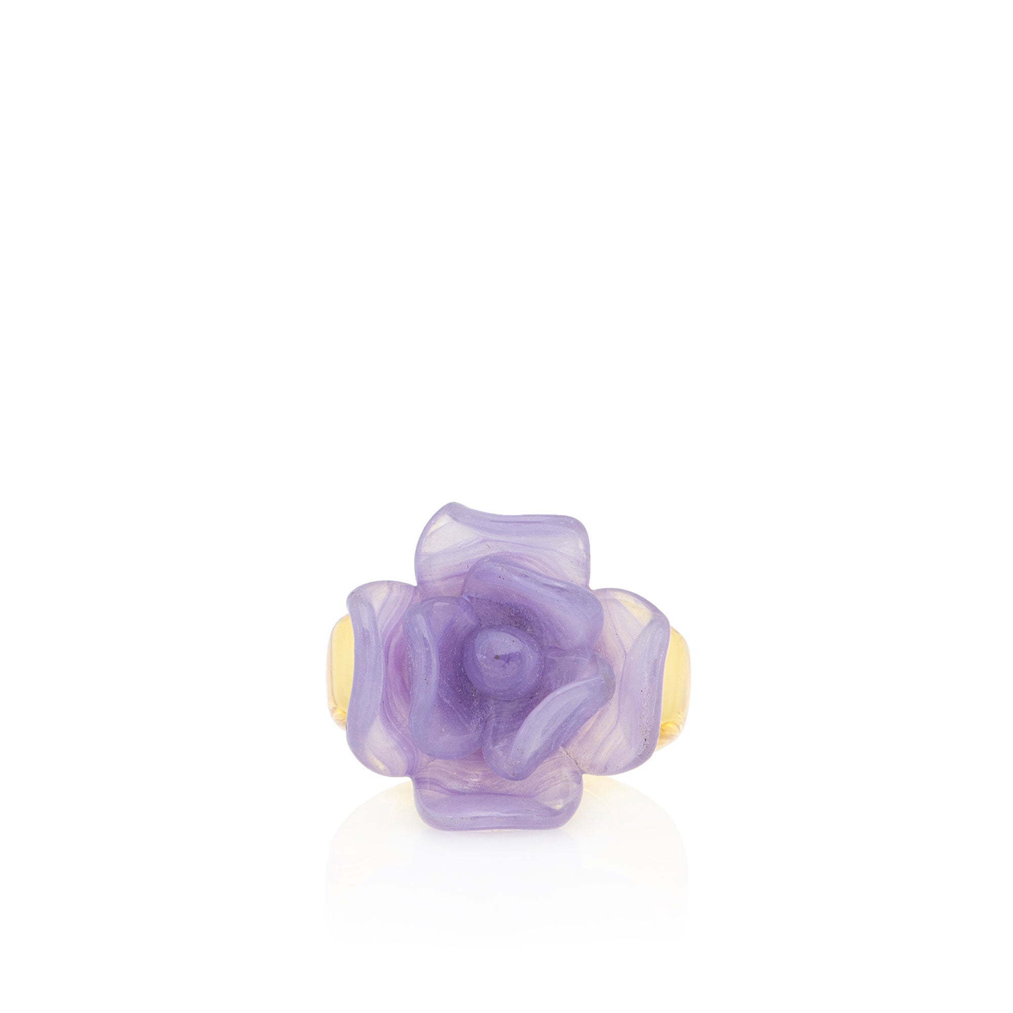 Chanel Vintage Resin Gold Tone Camellia Ring - Size 7
