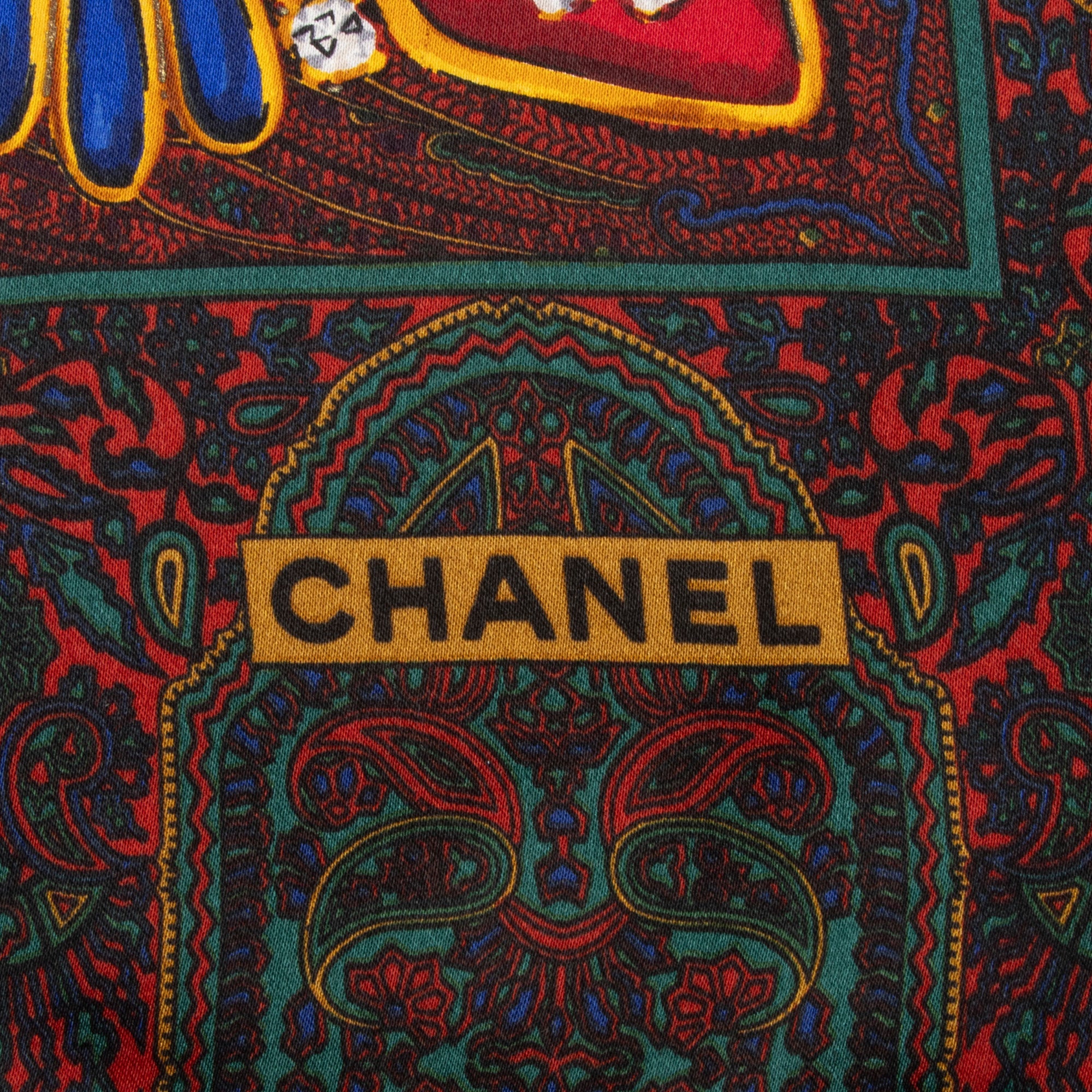 Chanel Vintage Silk Gripoix Jewel 90cm Scarf