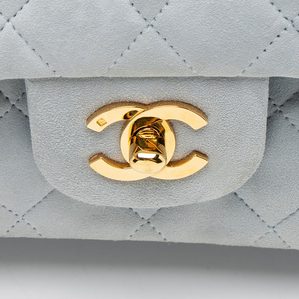 Chanel Vintage Suede Classic Small Double Flap Bag