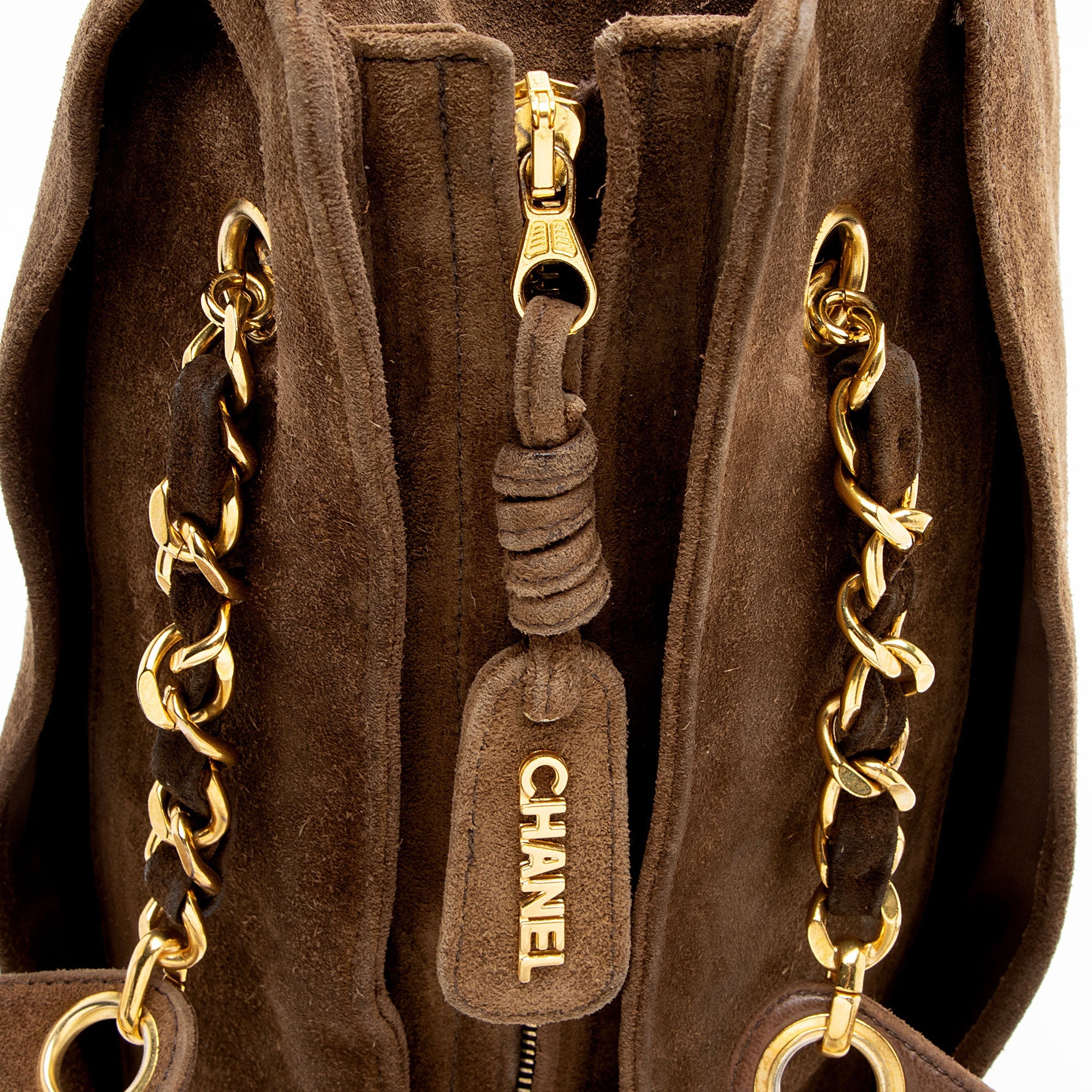 Chanel Vintage Suede Timeless Chain Tote