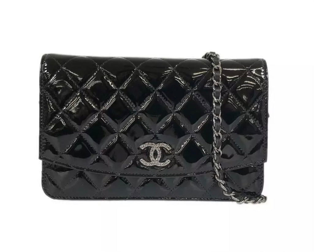 Chanel Quilted Patent Wallet on Chain WOC