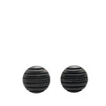 Chanel Wood Logo Button Push Back Earrings