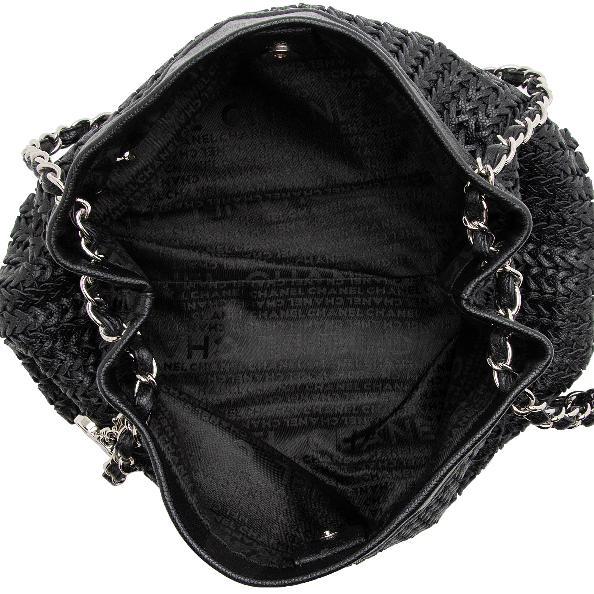 Chanel Woven Caviar Leather CC Charm Medium Tote (SHF-22757)