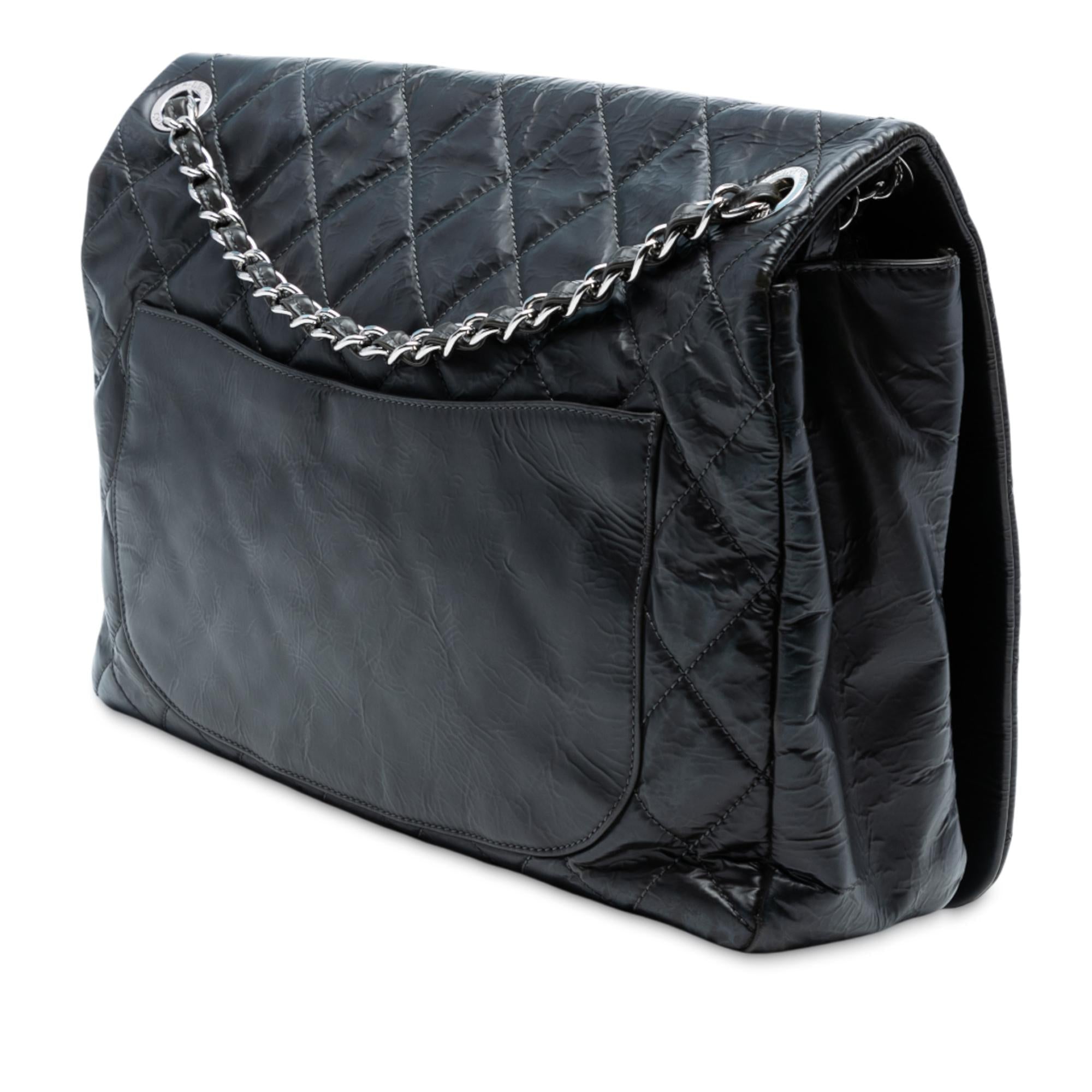 Chanel XL CC Glazed Quilted Calfskin Single Flap