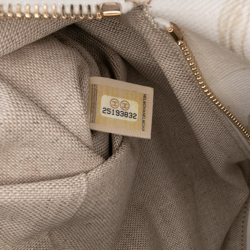 Chanel XL Printed Canvas and Striped Lambskin Foldover Clutch