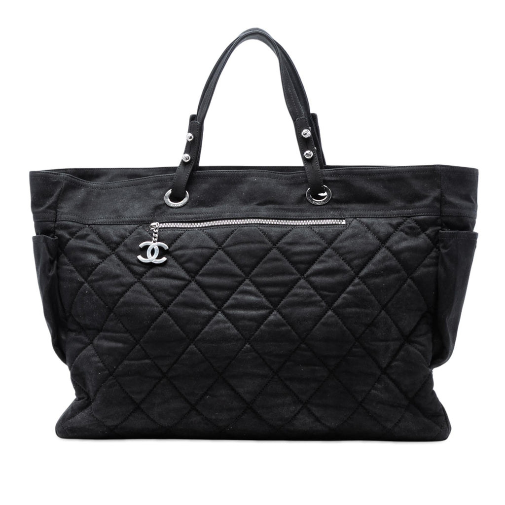 Chanel XL Quilted Coated Canvas Paris Biarritz Tote
