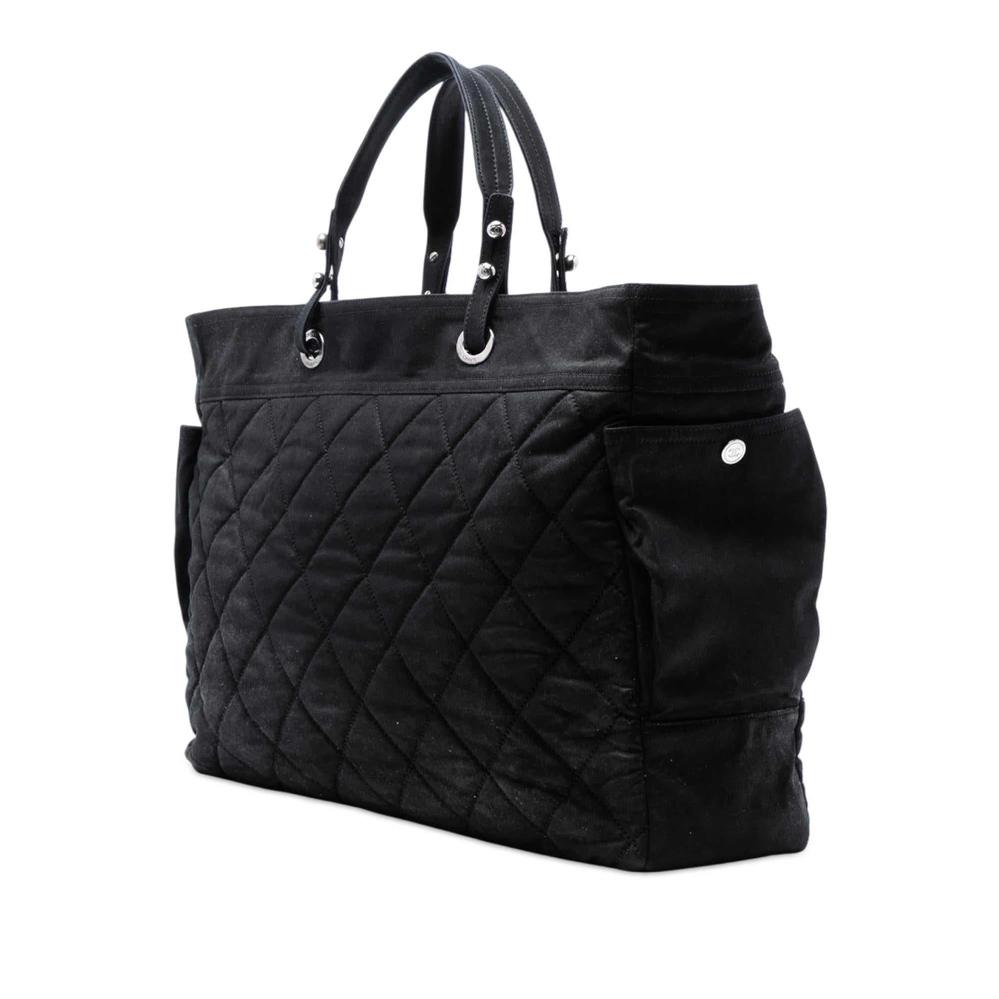 Chanel XL Quilted Coated Canvas Paris Biarritz Tote