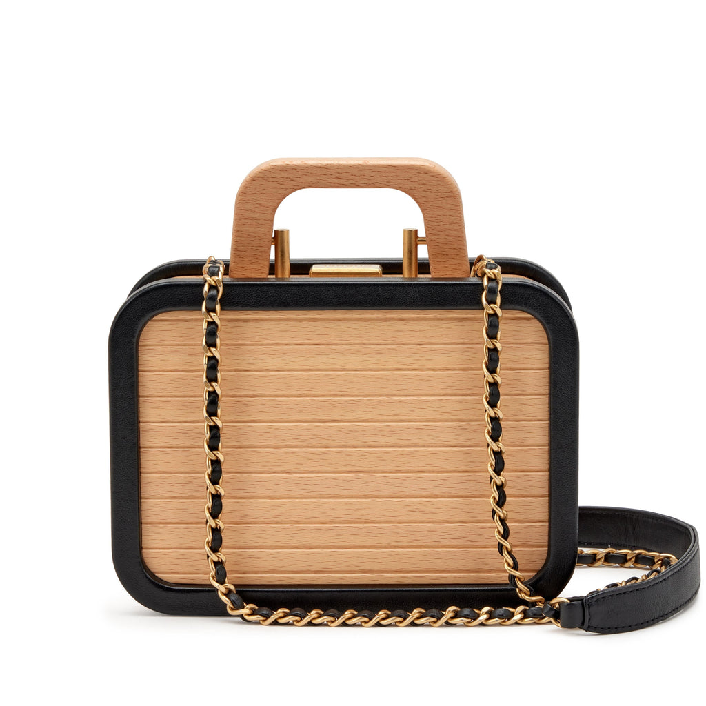 CHANEL BEECH WOOD & LAMBSKIN CC VANITY CASE BAG