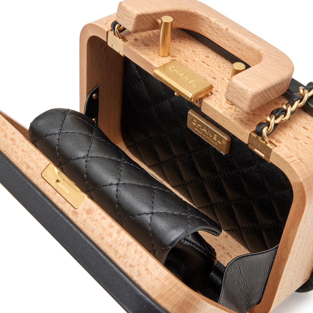 CHANEL BEECH WOOD & LAMBSKIN CC VANITY CASE BAG