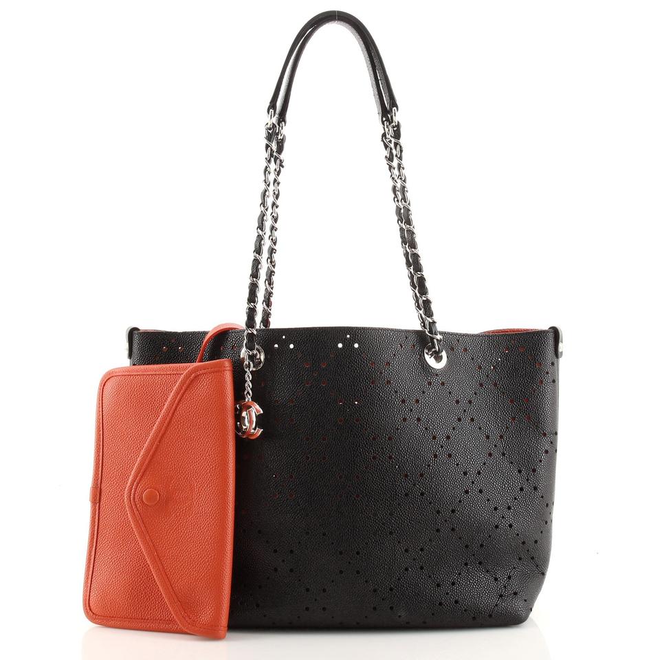 CHANEL PERFORATED CAVIAR LEATHER SMALL SHOPPING TOTE BAG
