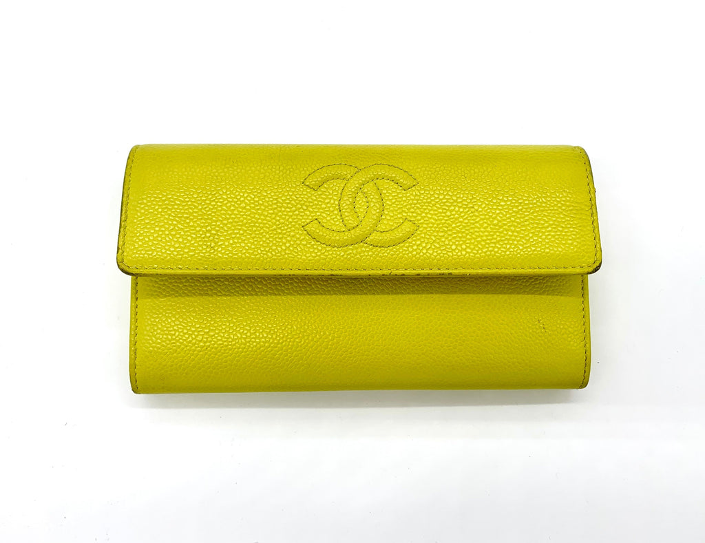 CHANEL YELLOW LEATHER WALLET