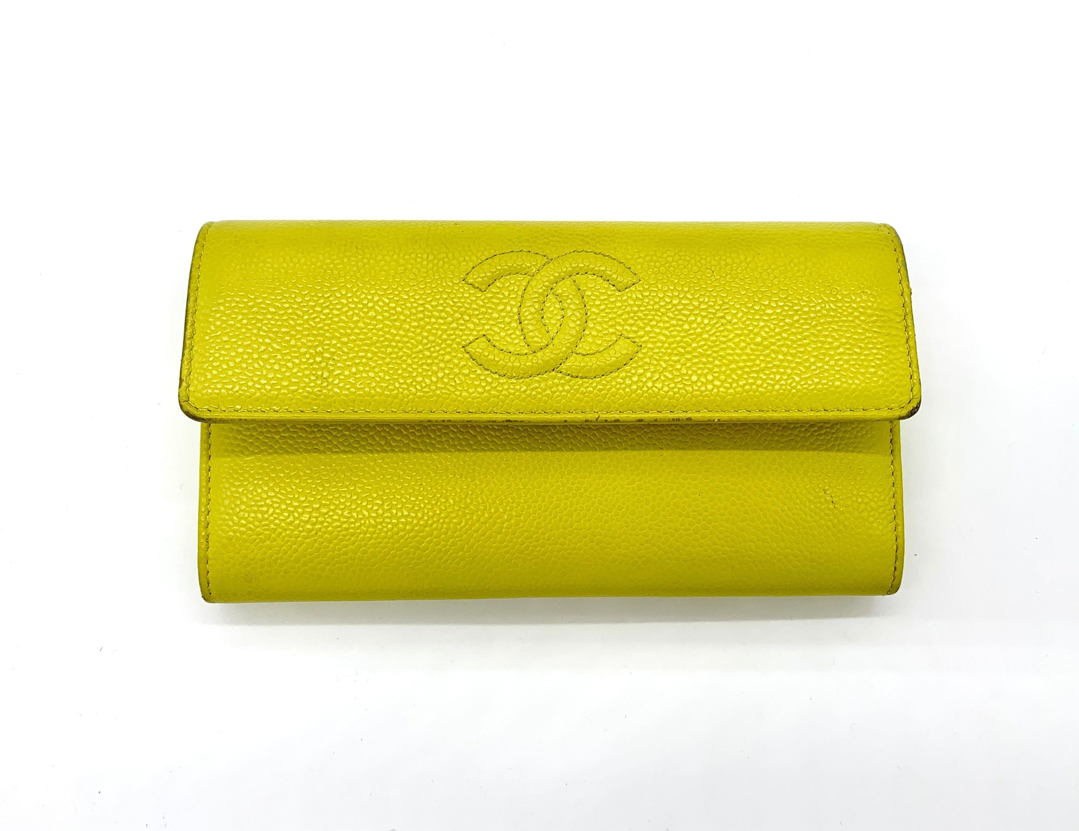 CHANEL YELLOW LEATHER WALLET