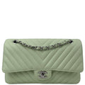 CHANEL Classic Medium Chevron Double Flap Bag - Light Green