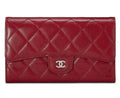 CHANEL CAVIAR QUILTED RED FLAP TRIFOLD WALLET