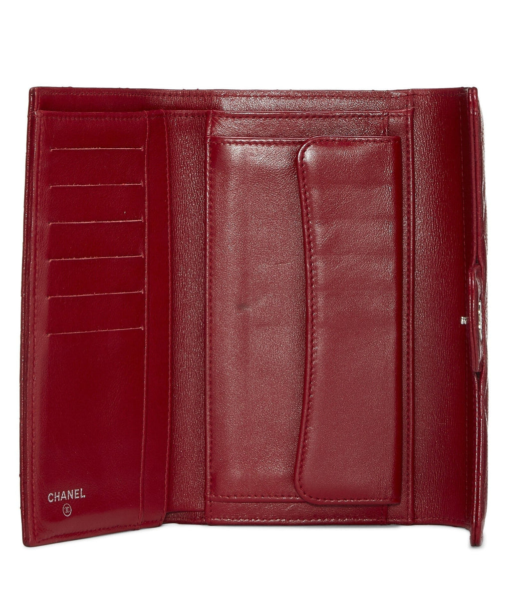 CHANEL CAVIAR QUILTED RED FLAP TRIFOLD WALLET