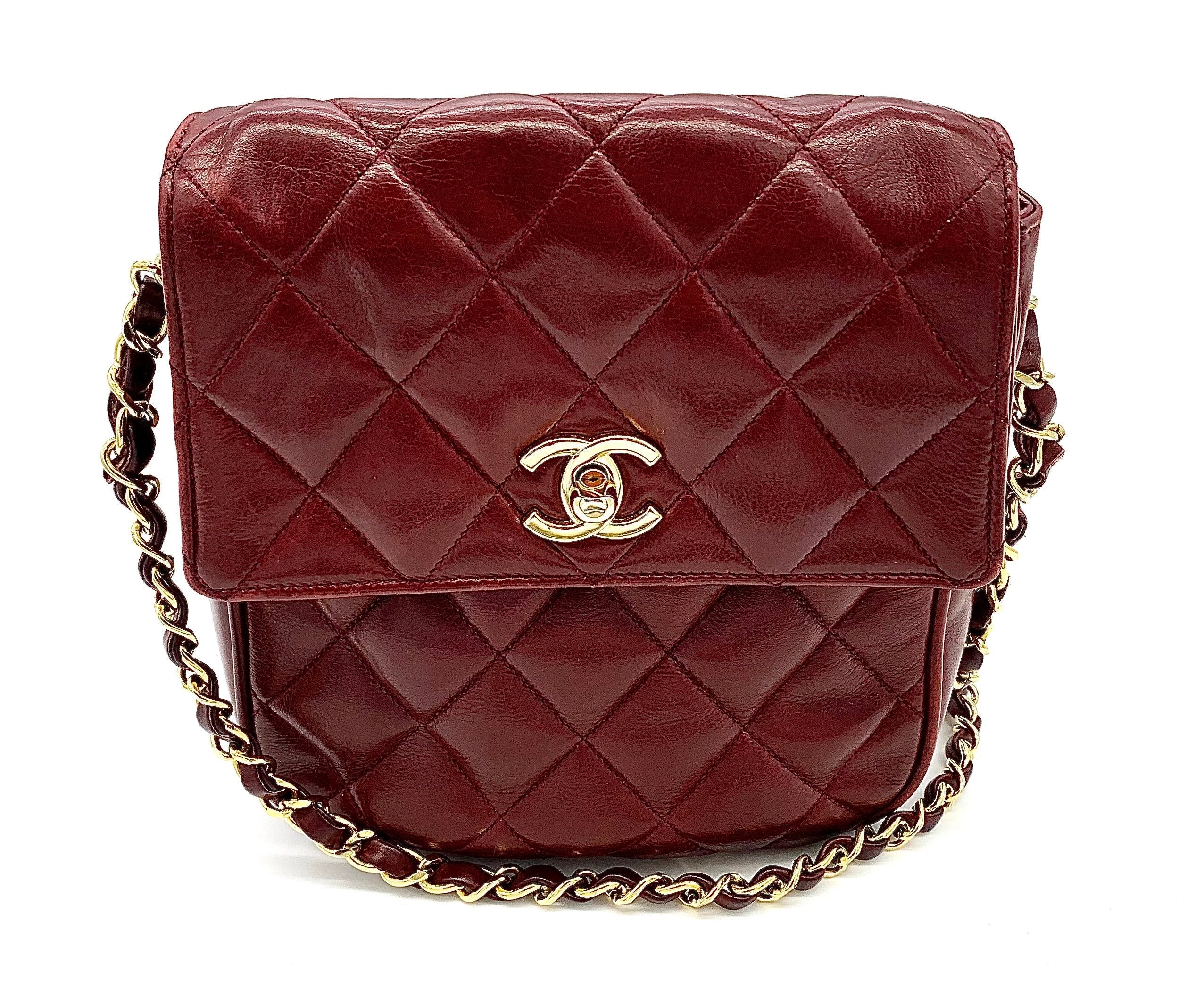 CHANEL VINTAGE BURGUNDY CROSSBODY BAG
