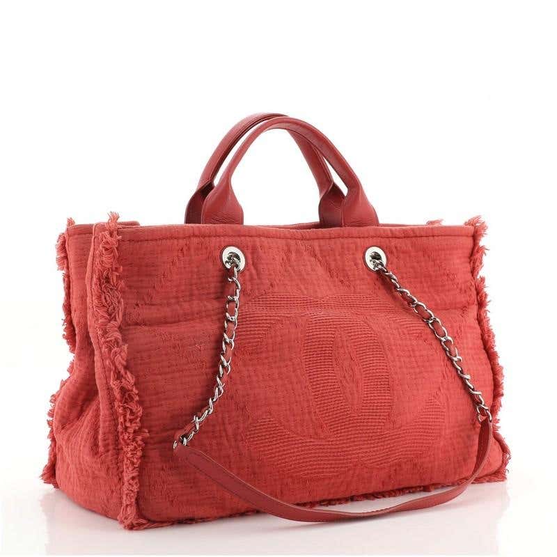 Chanel Double Face Deauville Tote Fringe Quilted Canvas Medium