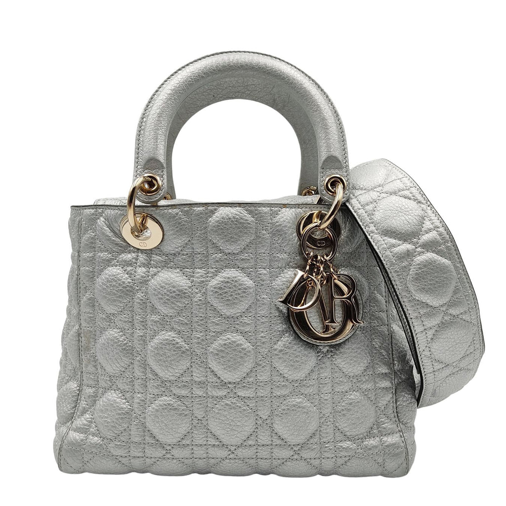 DIOR Christian Lady soft bag in silver leather
